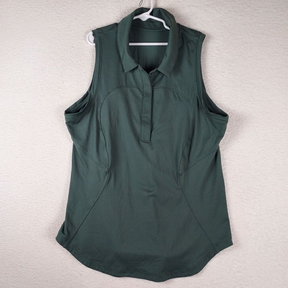 Lululemon Sleeveless Golf Polo Top Womens 10 Green Performance Stretch